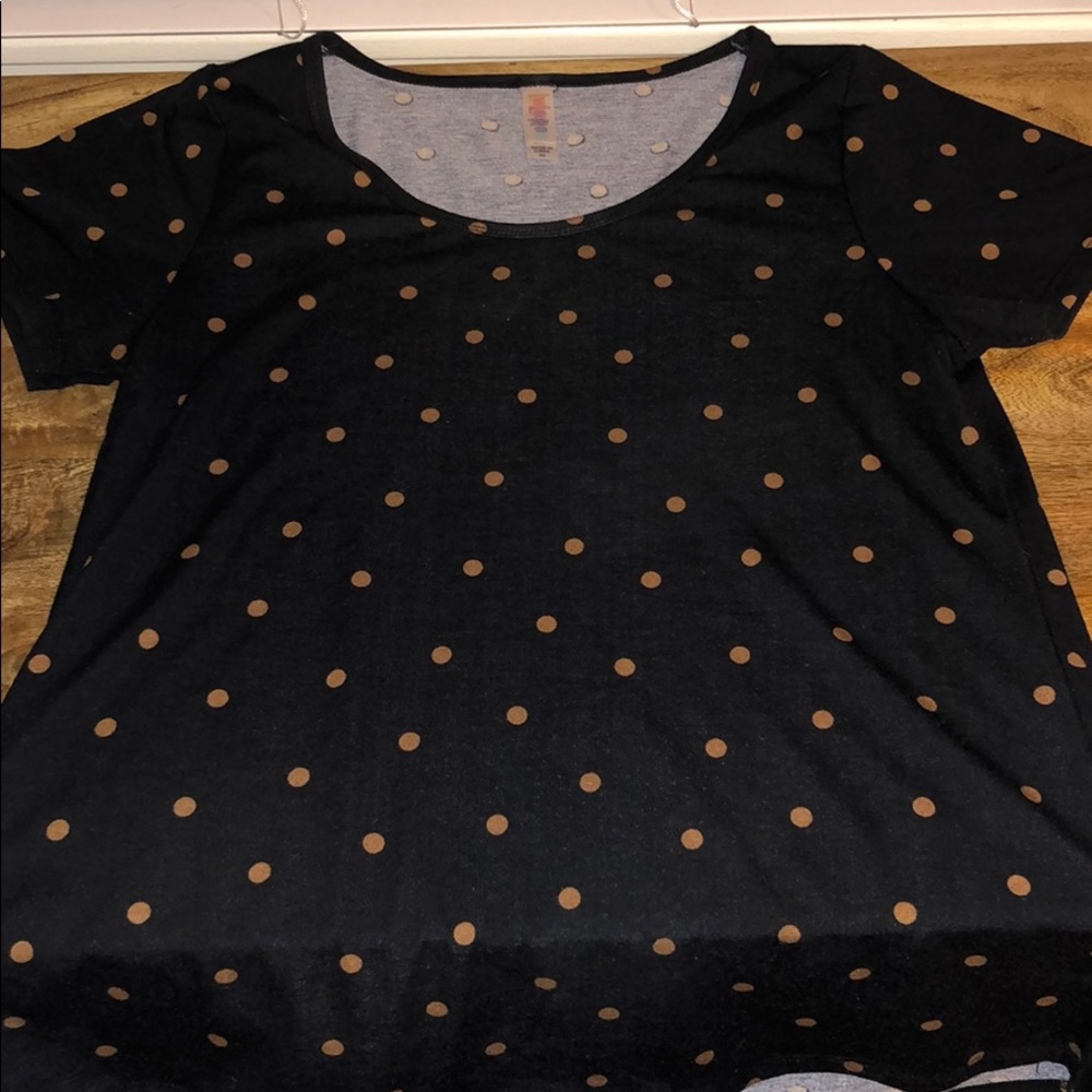 Lularoe top size XS. Black with brown polka dot